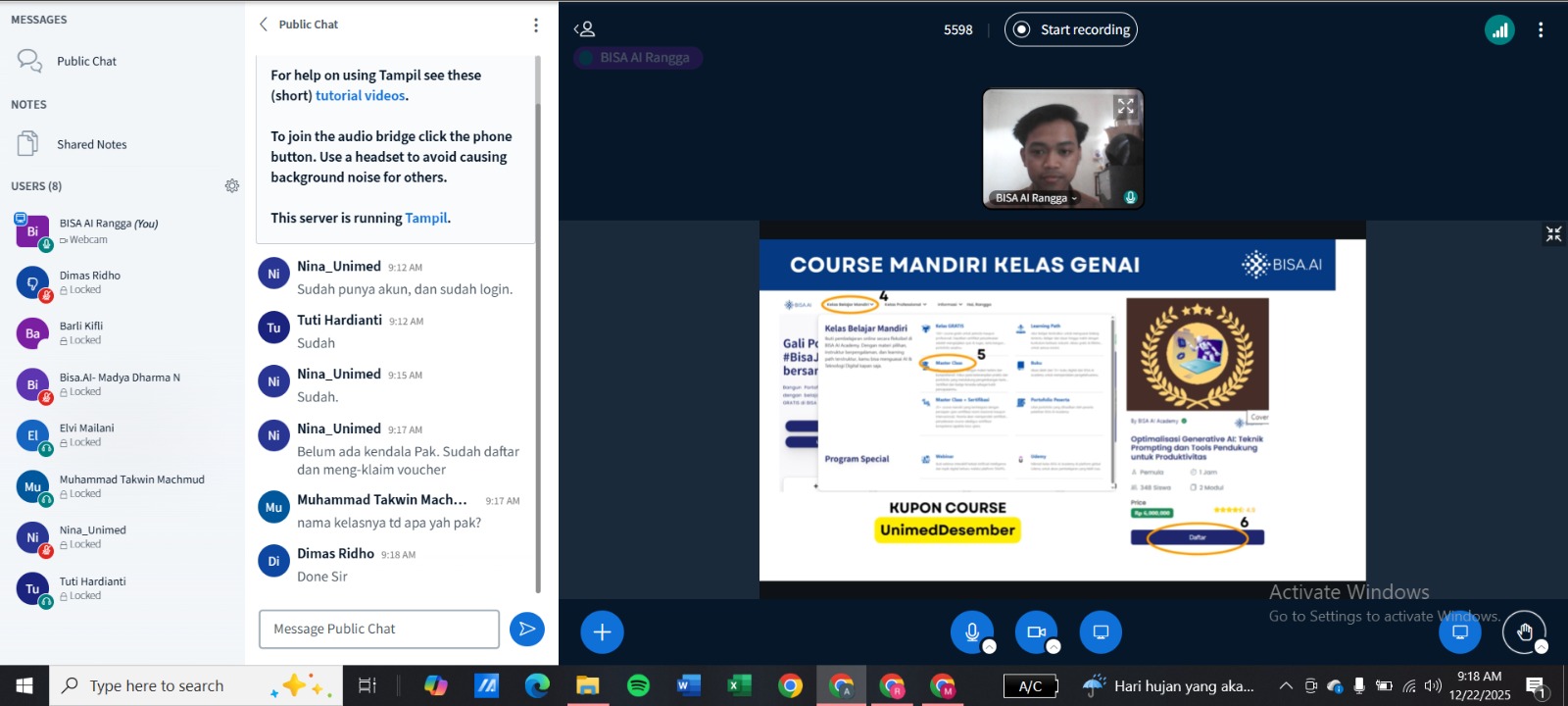 Pelatihan dan Sertifikasi Data Science Universitas Negeri Medan