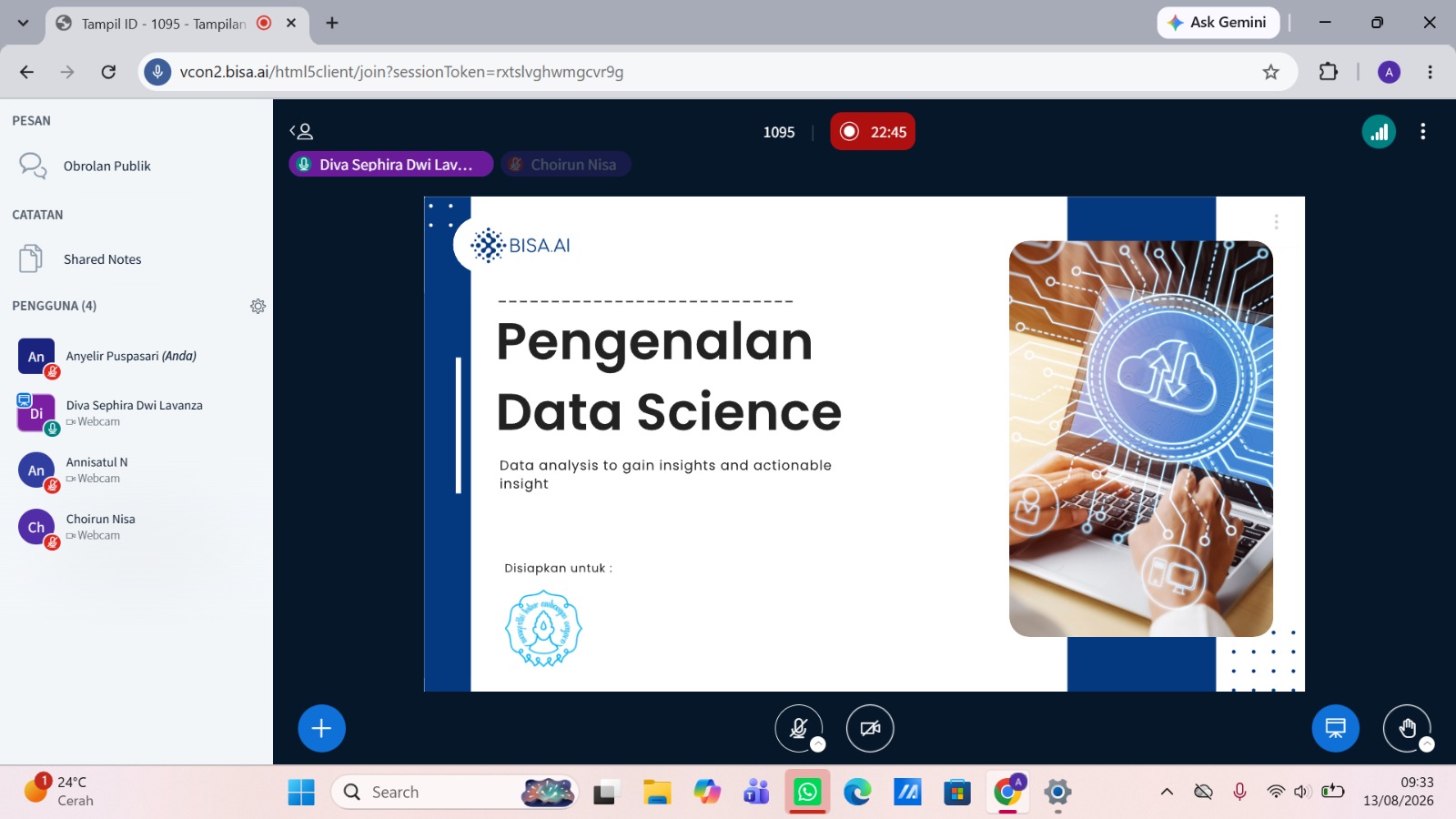 Training + Sertifikasi BNSP Data Science Universitas Negeri Sebelas Maret 