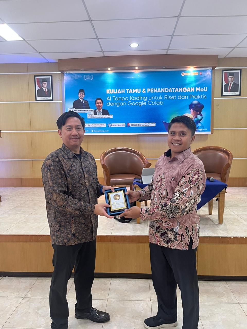 Kuliah Tamu & Penandatanganan MoU “AI Tanpa Koding untuk Riset dan Praktis dengan Google Colab”