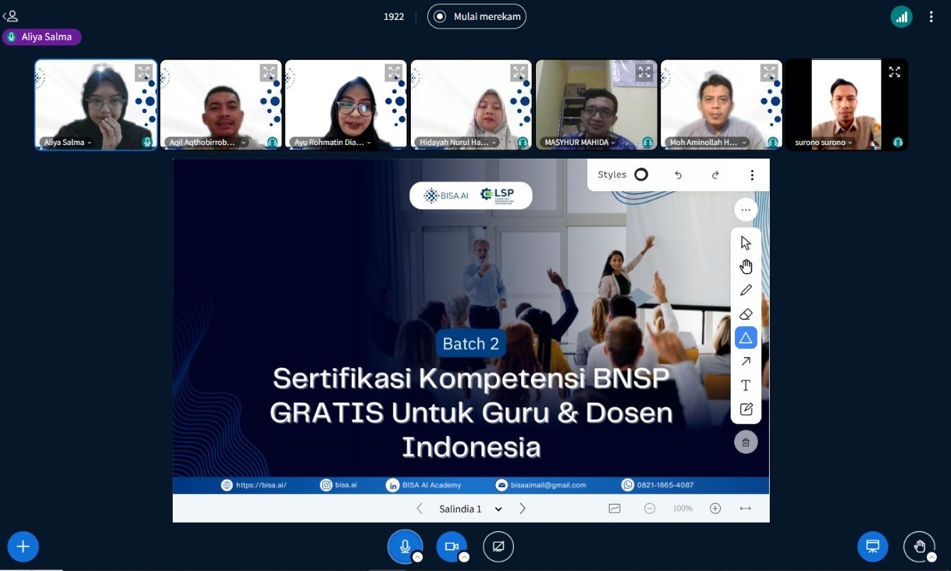 Sosialisasi Program Sertifikasi Kompetensi BNSP Gratis untuk Guru dan Dosen Indonesia Bisa AI x LSP TRI Batch 2