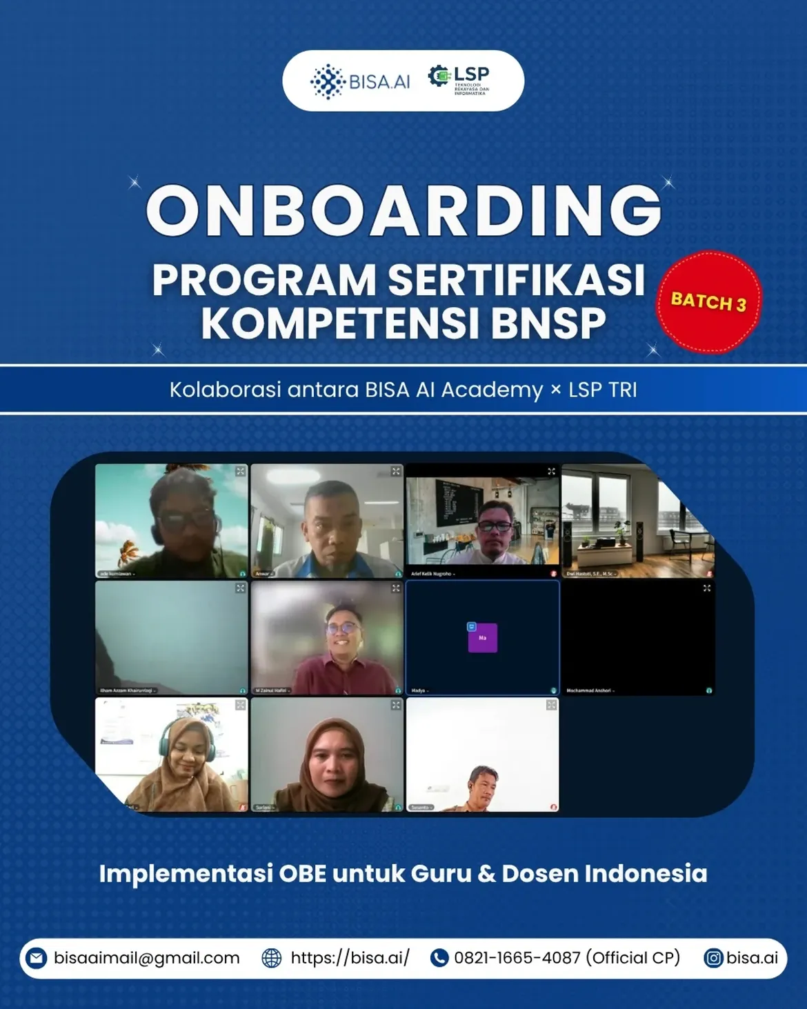 Onboarding Sertifikasi BNSP Gratis untuk Guru/Dosen BATCH 3 