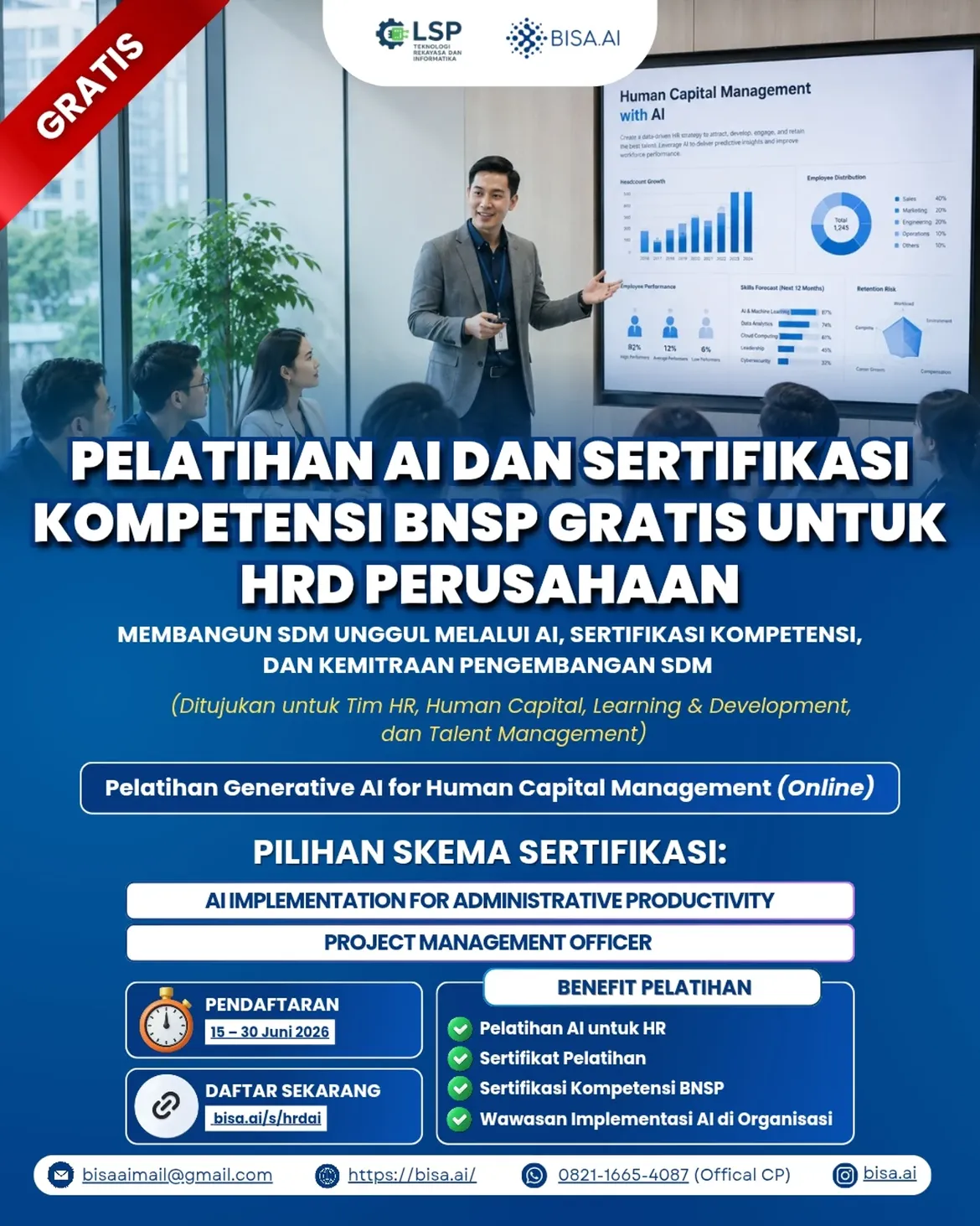 Pelatihan AI dan Sertifikasi Kompetensi BNSP Gratis Untuk HRD Perusahaan
