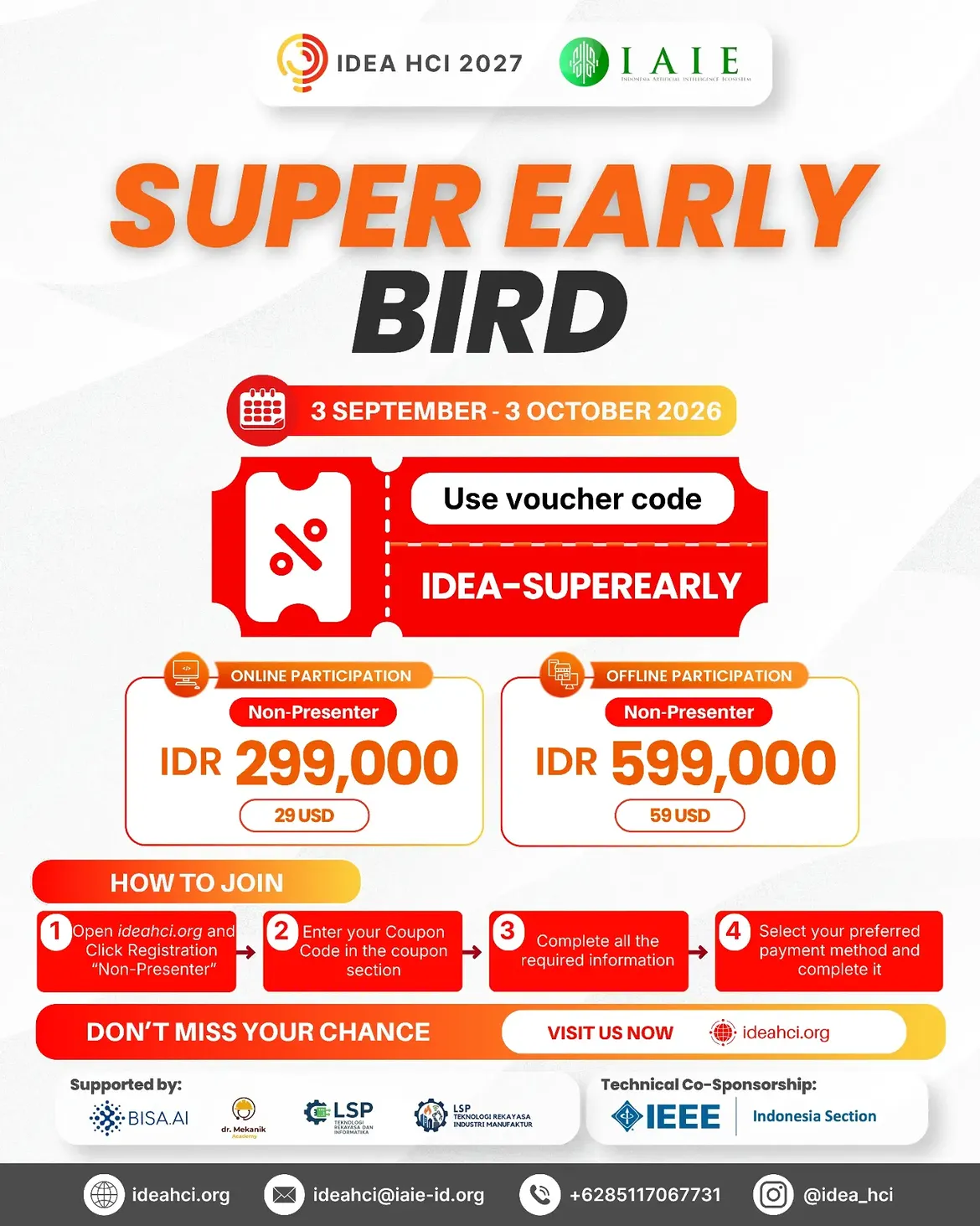 Super Early Bird IDEA HCI 2027
