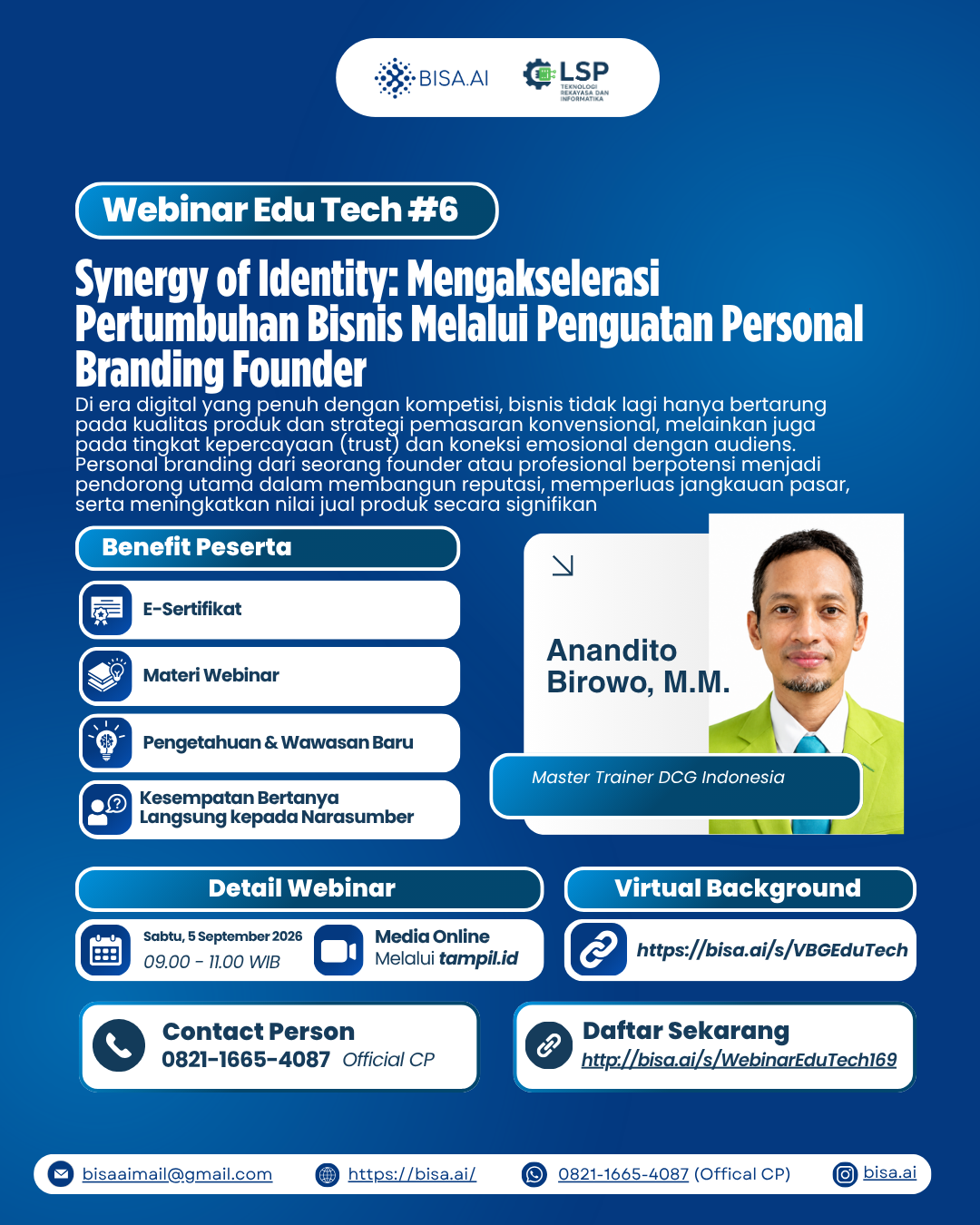 WEBINAR EduTech6 — Synergy of Identity: Mengakselerasi Pertumbuhan Bisnis Melalui Penguatan Personal Branding Founder