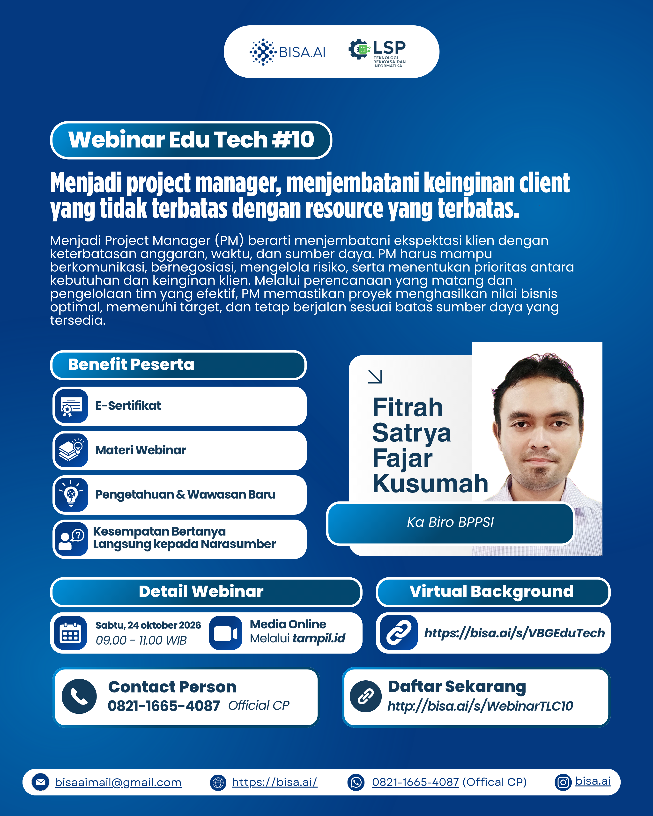 Webinar EduTech 10 Bahas Strategi Project Manager dalam Menyeimbangkan Ekspektasi Klien dan Keterbatasan Sumber Daya