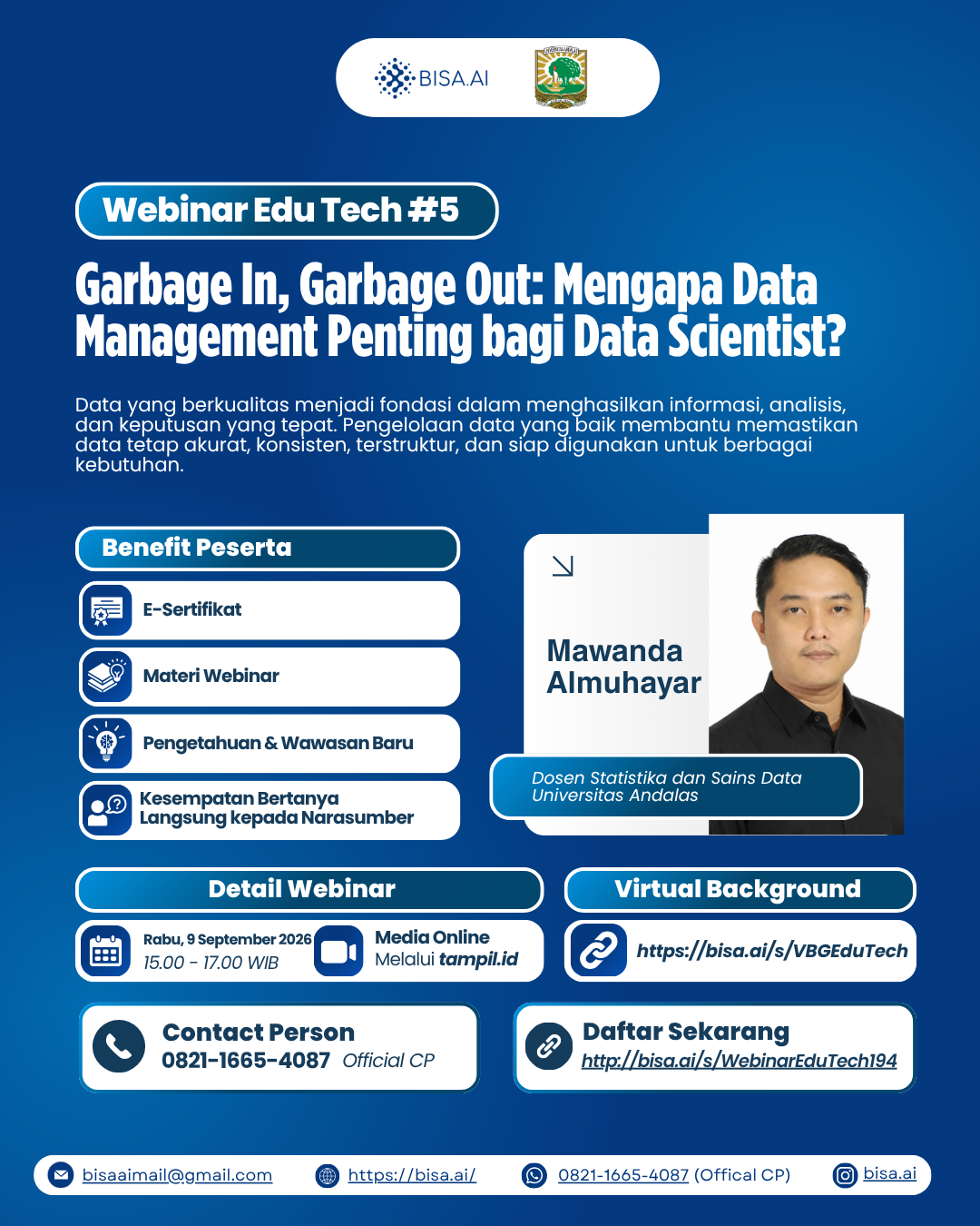 WEBINAR EduTech5 — Garbage In, Garbage Out: Mengapa Data Management Penting bagi Data Scientist?