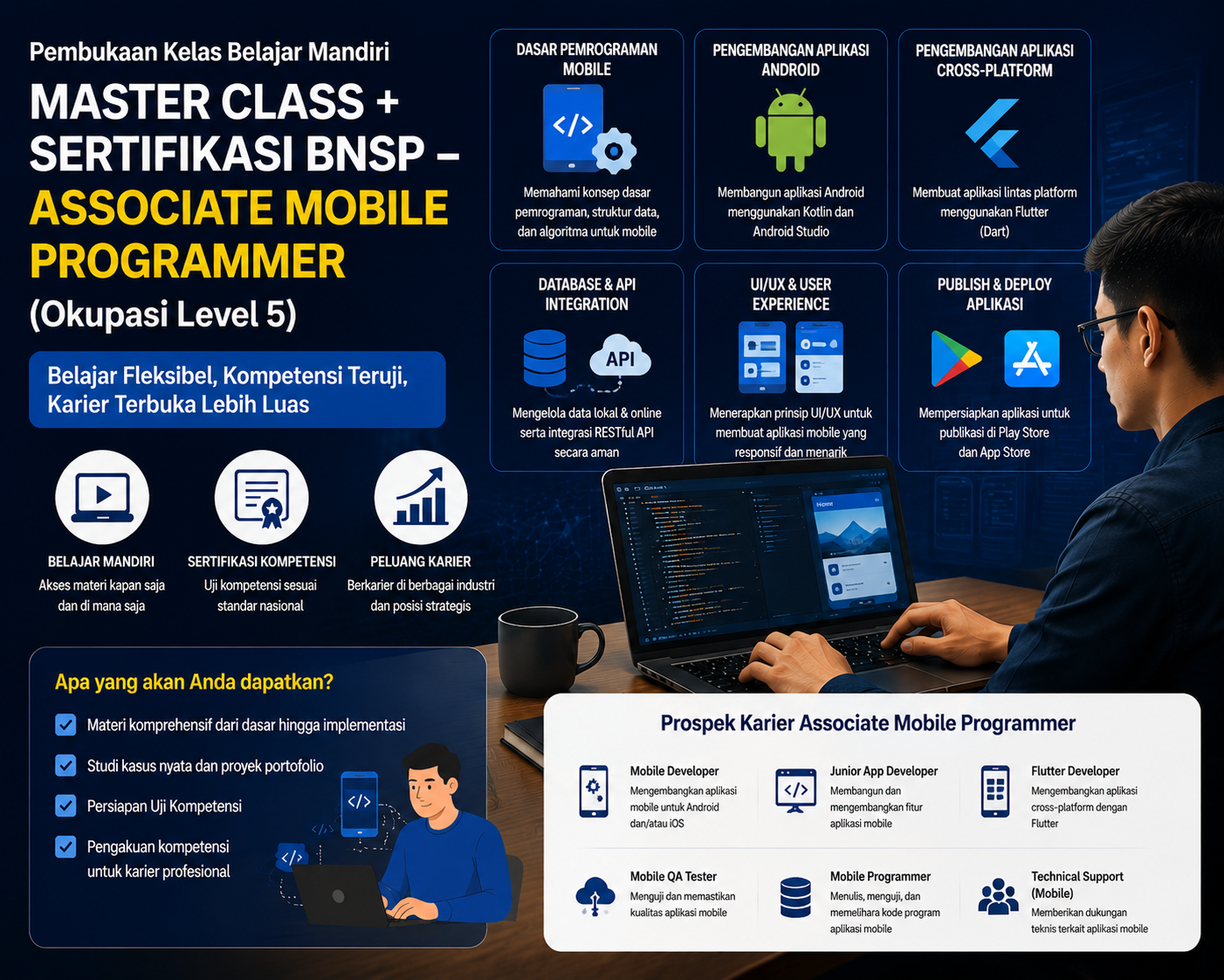 BISA AI Academy Resmi Membuka Kelas Belajar Mandiri Master Class BNSP Associate Mobile Programmer Berkolaborasi dengan LSP Teknologi Rekayasa dan Informatika