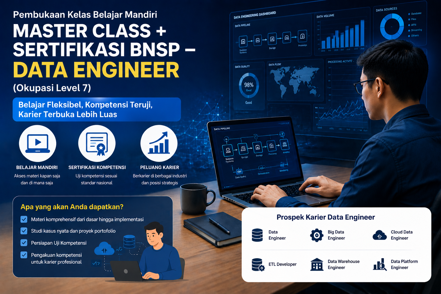 BISA AI Academy Resmi Membuka Kelas Belajar Mandiri Master Class BNSP Data Engineer Berkolaborasi dengan LSP Teknologi Rekayasa dan Informatika