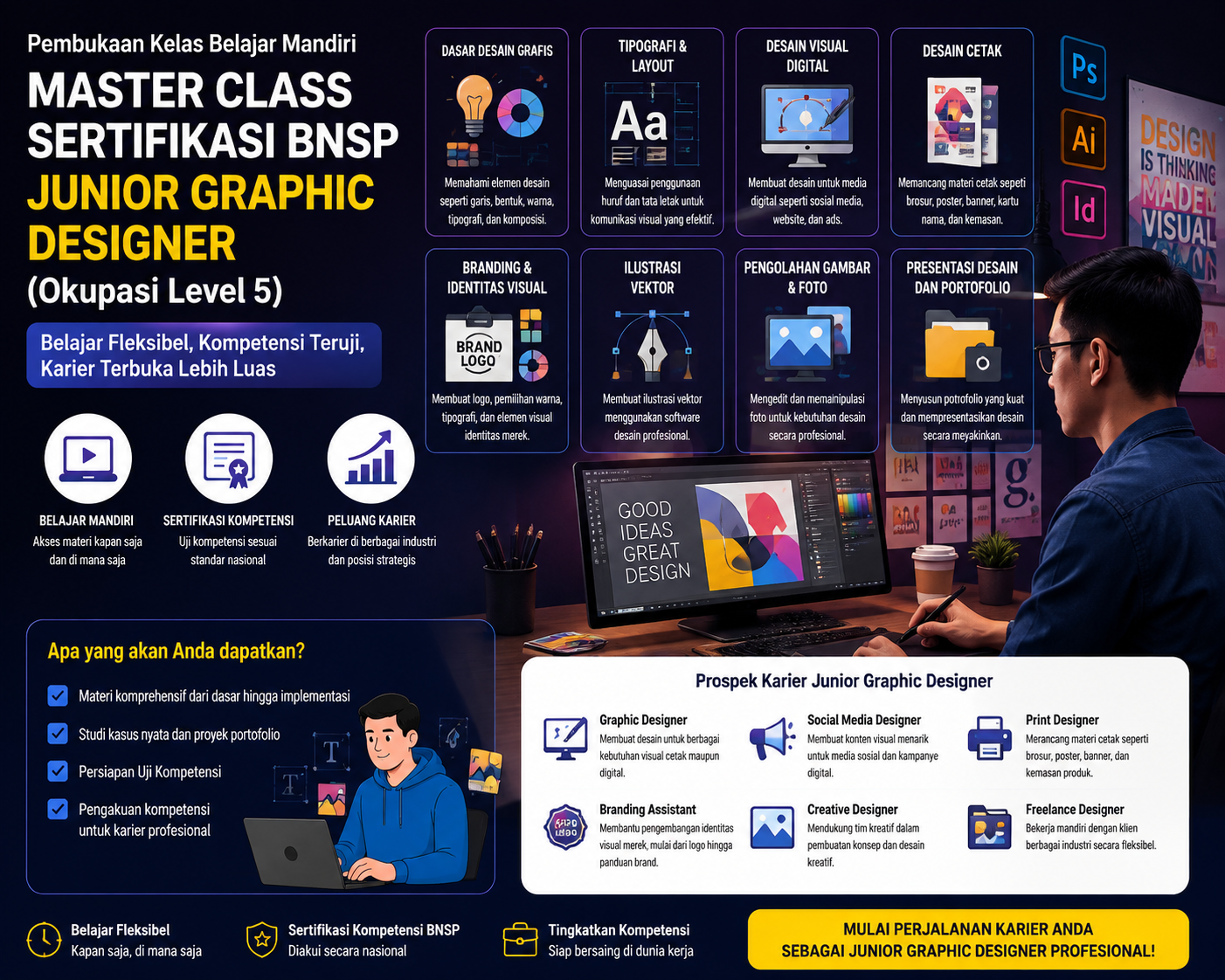 BISA AI Academy Resmi Membuka Kelas Belajar Mandiri Master Class BNSP Junior Graphic Designer Berkolaborasi dengan LSP Teknologi Rekayasa dan Informatika