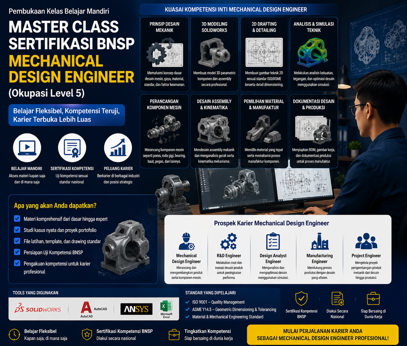 BISA AI Academy Resmi Membuka Kelas Belajar Mandiri Master Class BNSP Mechanical Design Engineer Berkolaborasi dengan LSP Teknologi Rekayasa dan Informatika