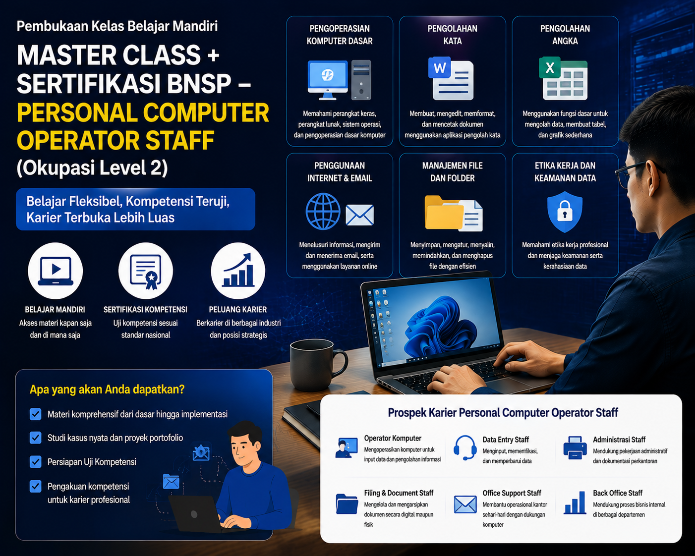 BISA AI Academy Resmi Membuka Kelas Belajar Mandiri Master Class BNSP Personal Computer Operator Staff Berkolaborasi dengan LSP Teknologi Rekayasa dan Informatika