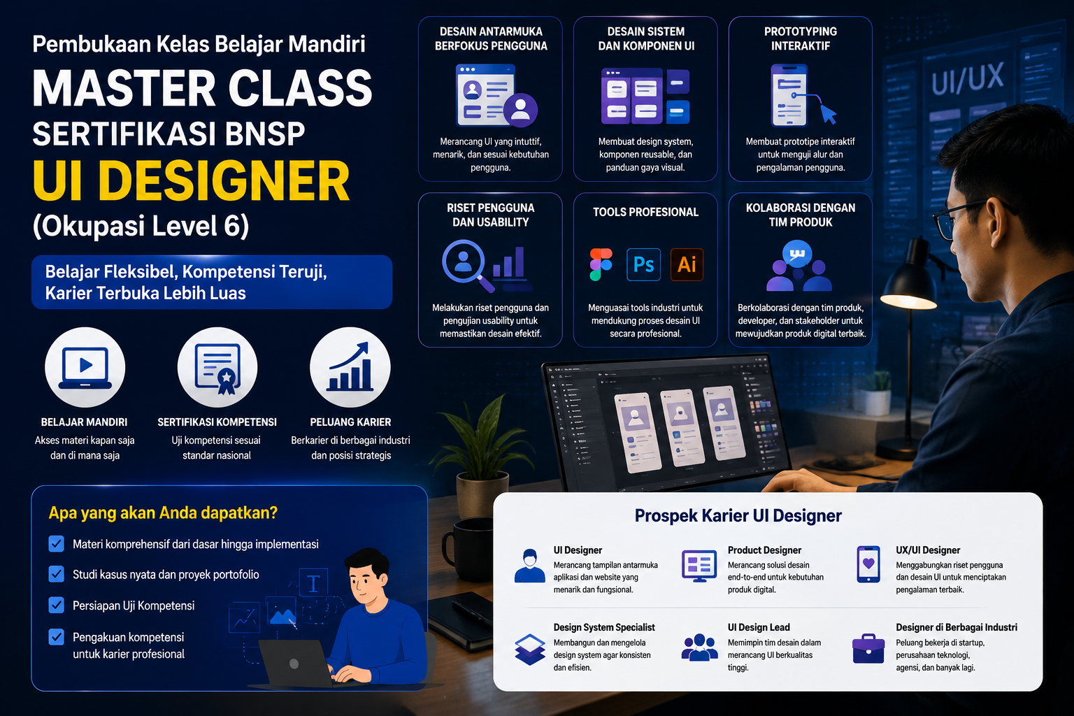 BISA AI Academy Resmi Membuka Kelas Belajar Mandiri Master Class BNSP UI Designer Berkolaborasi dengan LSP Teknologi Rekayasa dan Informatika