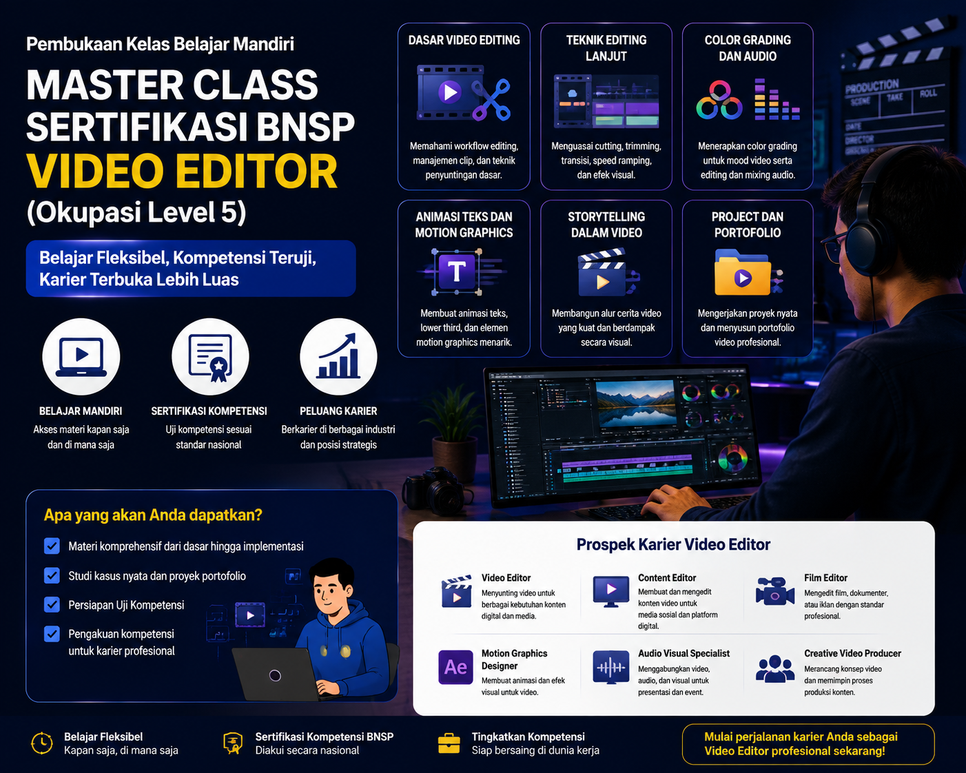 BISA AI Academy Resmi Membuka Kelas Belajar Mandiri Master Class BNSP Video Editor Berkolaborasi dengan LSP Teknologi Rekayasa dan Informatika
